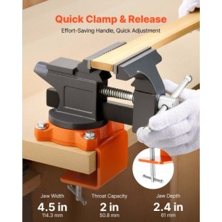 VEVOR Φορητή Μέγγενη 4.5, Με Περιστρεφόμενη Βάση 270°, Γρήγορη Απελ...