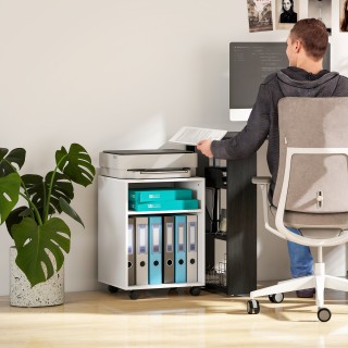 HOMCOM Κινητό Βάθρο Εκτυπωτή με Ρόδες και 2 Ανοιχτά Ράφια από Ξύλο,... HOMCOM Κινητό Βάθρο Εκτυπωτή με Ρόδες και 2 Ανοιχτά Ράφια από Ξύλο,...