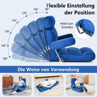 Costway Πτυσσόμενη Καρέκλα Δαπέδου με Ρυθμιζόμενη Πλάτη και Μαξιλάρ... Costway Πτυσσόμενη Καρέκλα Δαπέδου με Ρυθμιζόμενη Πλάτη και Μαξιλάρ...