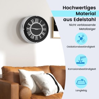 Costway  Εκλεπτυσμένο Ρολόι Τοίχου με Αθόρυβη Λειτουργία και Κομψό ...