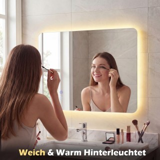 Costway Ορθογώνιος LED Φωτιζόμενος Καθρέπτης 70 x 50 cm για Τοίχο Μ...