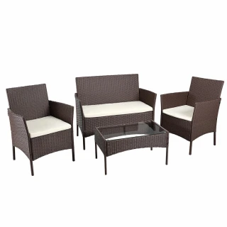 BAKAJI Wohnzimmer-Set Komplettes Sofa Sessel Rattantisch ...