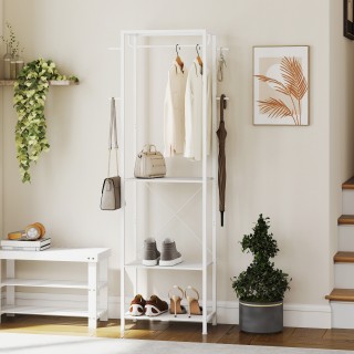 HOMCOM Κρεμάστρα με Παπουτσοθήκη 2 Επιπέδων, Μπάρα Κρεμάστρας Ρούχω...