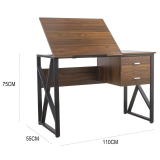 BAKAJI Πτυσσόμενο Γραφείο Υπολογιστή με 2 Συρτάρια σε Φινίρισμα Καρ...