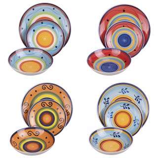 Galileo Σετ πιάτων 12 τεμαχίων από χειροποίητα ζωγραφισμένο κεραμικ...