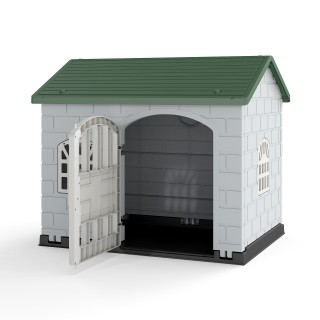 Costway Πλαστικό Σπιτάκι Κατοικίδιων με Κλείδωμα, Παράθυρα και Σκεπ...