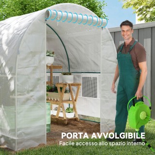 Outsunny Σερρά Τύπου Τούνελ με Μεταλλικό Σκελετό και 4 Παράθυρα από...