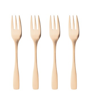 Galileo Σετ 4 Χρυσά Σατινέ Επιδορπιακά Πιρουνάκια από Ανοξείδωτο Ατ...