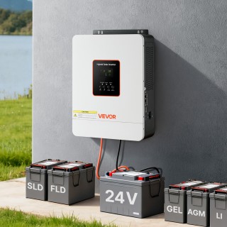 VEVOR Υβριδικός Ηλιακός Αντιστροφέας 3000W, 24V DC σε 230V AC, Καθα...