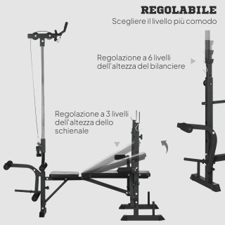 HOMCOM Πάγκος Γυμναστικής με Leg Press, Squat Rack και Leg Extensio...