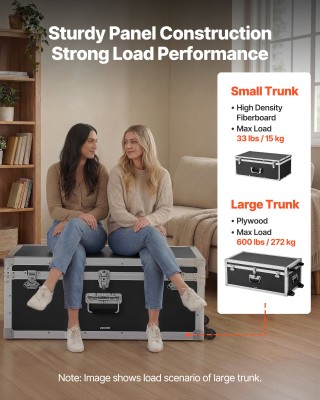 VEVOR Σετ 2 Μεταλλικών Αποθηκευτικών Κορμών, Ξύλινα Βαλίτσα με Κλει...