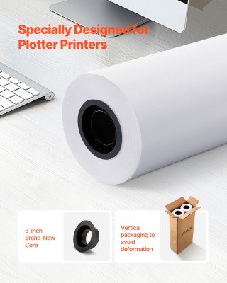 VEVOR Ρολό Χαρτιού Πλοτ, 762 mm x 152.4 m, 80 GSM, 2 Ρολά για Σχέδι... VEVOR Ρολό Χαρτιού Πλοτ, 762 mm x 152.4 m, 80 GSM, 2 Ρολά για Σχέδι...