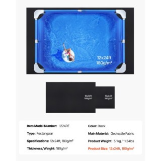 VEVOR 12x24ft Ορθογώνιο Στρώμα Πισίνας – Ανθεκτικό Υλικό για Προστα...