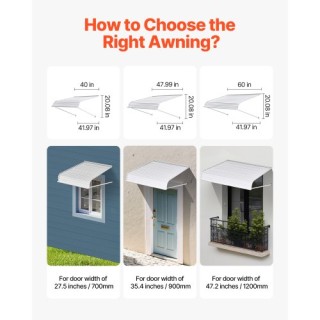 VEVOR Στέγαστρο Πόρτας Αλουμινίου 60x42 ιντσών JSGDSZYP60INAUZ55V0