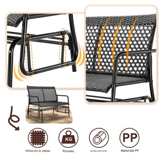 Διθέσια Κούνια Πάγκου από Ρατάν 119 x 79 x 87cm Μαύρο 02842389 BAKAJI Διθέσια Κούνια Πάγκου από Ρατάν 119 x 79 x 87cm Μαύρο 02842389 BAKAJI