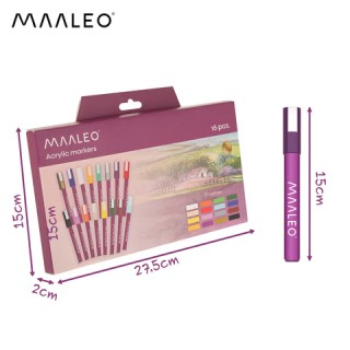 Maaleo Σετ 16 τμχ Ακρυλικοί Μαρκαδόροι , Αδιάβροχοι και Ανθεκτικοί ...