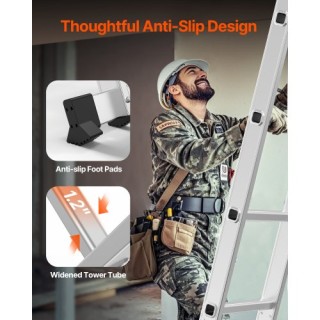 VEVOR Πολυλειτουργική Πτυσσόμενη Σκάλα 7-σε-1 με 3 Σκαλοπάτια και Ύ...