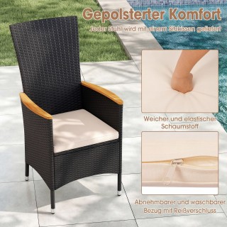 Costway Σετ 2 πολυθρόνες κήπου από ρατάν με μαξιλάρια καθίσματος, ψ...