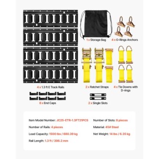VEVOR Σετ Ράγας Δεσίματος E-Track, 4 Τεμάχια 0,4 m, Ιδανικό για Γκα... VEVOR Σετ Ράγας Δεσίματος E-Track, 4 Τεμάχια 0,4 m, Ιδανικό για Γκα...