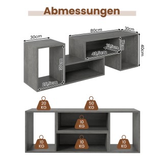 Costway Γκρι Τηλεοπτική Σύνθεση 2 τεμ. για Τηλεοράσεις έως 60 ίντσε...