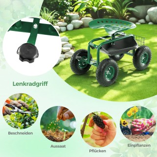 Costway Ρυθμιζόμενο Κάθισμα Κήπου με Αποθηκευτικό Χώρο - Πράσινο GT...