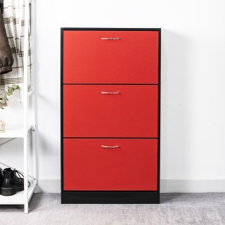 BAKAJI  Παπουτσοθήκη 3 Πόρτες Ράφια Διπλού Βάθους με Χερούλι Κόκκιν...