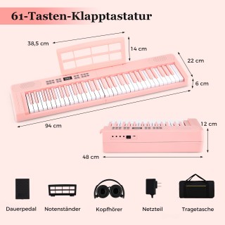 Costway Φορητό πτυσσόμενο ηλεκτρονικό πιάνο 61 πλήκτρων με λειτουργ...