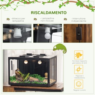 Γυάλινο Ενυδρείο για Ερπετά με Φωτισμό Terrarium 60 x 40 x 40.5 cm ...