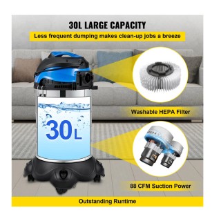 Βιομηχανική Ηλεκτρική Σκούπα Υγρών και Στερεών 30 Lt 1200 W VEVOR G... Βιομηχανική Ηλεκτρική Σκούπα Υγρών και Στερεών 30 Lt 1200 W VEVOR G...