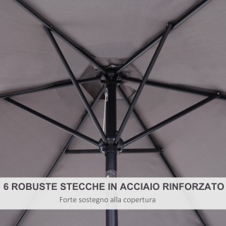 Outsunny Tiltable Garden Parasol, Άνοιγμα μανιβέλας, Φ2,7x2,35m Γκρ...