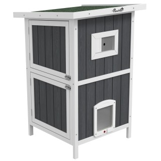 Ξύλινο ρείθρο για γάτες εξωτερικού χώρου 2 επιπέδων με ασφαλτική στ... Ξύλινο ρείθρο για γάτες εξωτερικού χώρου 2 επιπέδων με ασφαλτική στ...