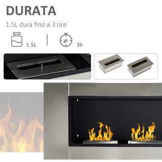 Επιτοίχιο Τζάκι Βιοαιθανόλης HomCom με 2 Καυστήρες 110x54x14,5cm 54...