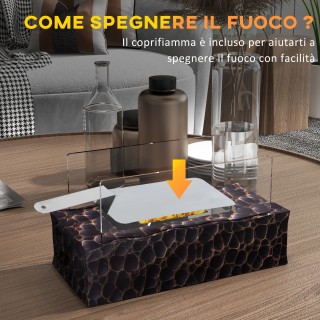 Επιτραπέζιο τζάκι βιοαιθανόλης HOMCOM με καυστήρα 1,15L και γυάλινο...