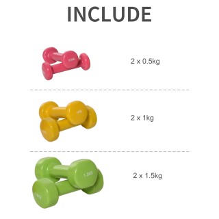 Σετ αλτήρες HOMCOM Βάρη για μπράτσα με θήκη μεταφοράς, 6 x 0,5kg 1k... Σετ αλτήρες HOMCOM Βάρη για μπράτσα με θήκη μεταφοράς, 6 x 0,5kg 1k...