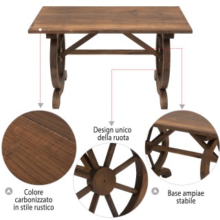 Τραπέζι κήπου Outsunny Country Style με ποδαράκια τροχού, Ξύλο Ελάτ...