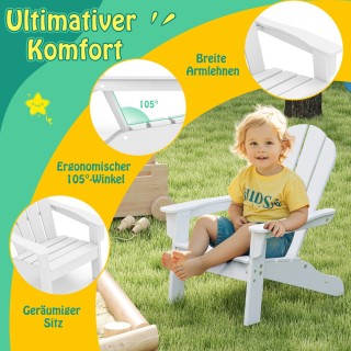 Costway  Παιδική Πολυθρόνα Adirondack HDPE με Εργονομική Πλάτη - Λε...