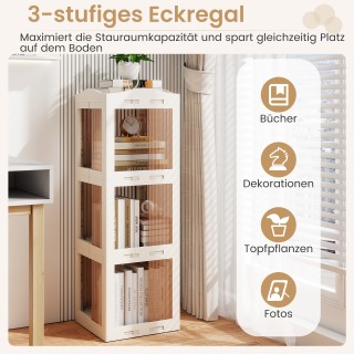 Costway Περιστρεφόμενη Βιβλιοθήκη 3 Επιπέδων με Αντιολισθητικά Πόδι...