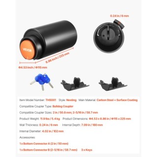 VEVOR Ανθεκτικό Κλείδωμα Ρυμούλκησης για Συζεύξεις 2 & 2-5/16 Ιντσώ... VEVOR Ανθεκτικό Κλείδωμα Ρυμούλκησης για Συζεύξεις 2 & 2-5/16 Ιντσώ...