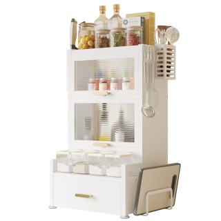 BAKAJI Μεταλλική Ραφιέρα με Διπλή Βιτρίνα και Λευκό Συρτάρι 02842264