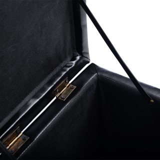 Costway Μαύρο Δερμάτινο Σκαμπό Αποθήκευσης με Καπάκι HW47908BK