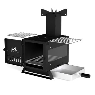 Costway Φορητός Ξυλόφουρνος Μαγειρέματος με Κατσαρόλα & Γκριλ για Κ...