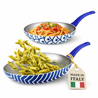 BAKAJI Σετ 2 Αντικολλητικά Τηγάνια Onda 24 και 28 εκ. με Λαβή Soft ...