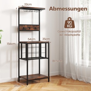 Costway Καφέ Ράφι Κουζίνας με Κρασιέρα, Ράφια, 3 Γάντζους & Κρεμάστ... Costway Καφέ Ράφι Κουζίνας με Κρασιέρα, Ράφια, 3 Γάντζους & Κρεμάστ...