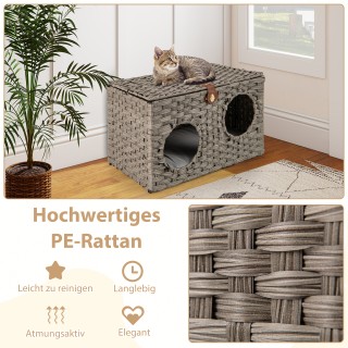 Costway  Πτυσσόμενο Σπίτι Γάτας από PE-Rattan με Κάθισμα & Κλειδαρι...