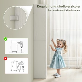 HOMCOM Λευκή Ξύλινη Στήλη Μπάνιου 40x35x180 cm με 2 Ντουλάπια και 6...