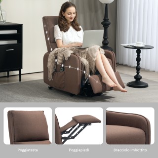 HOMCOM  Ηλεκτρική Πολυθρόνα Ανύψωσης και Ανάκλισης με Τηλεχειριστήρ...