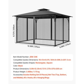 VEVOR Αντικατάσταση Δικτύου Κιόσκι 10x13x6.8 ft LTWZDL10FT13SZYAEV0