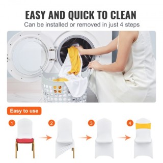 Καλύμματα Καρεκλών VEVOR Spandex (50 Σετ Χρυσό & Λευκό)  YTZSDZKZSD...