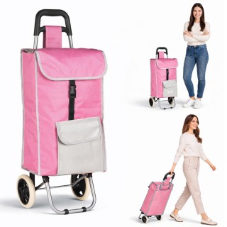 BAKAJI Καρότσι Τρόλεϊ Ψυγείο Zeus Ροζ με Ρόδες και Εργονομική Λαβή ...