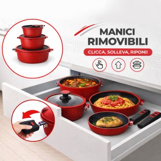 BAKAJI Σετ Κατσαρολών Rubino Suprem 24 τεμ. Χυτό Αλουμίνιο Κόκκινο ...